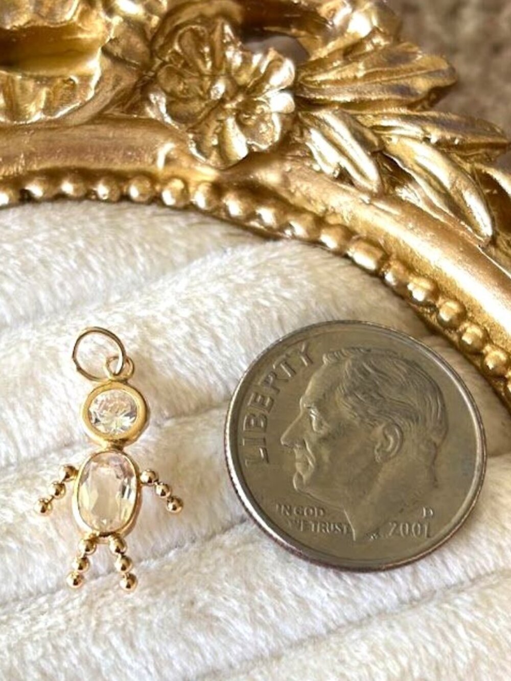 Vintage 14K Yellow Gold Birthstone Boy Charm (Cubic Zirconia / April) - Picture 3 of 5